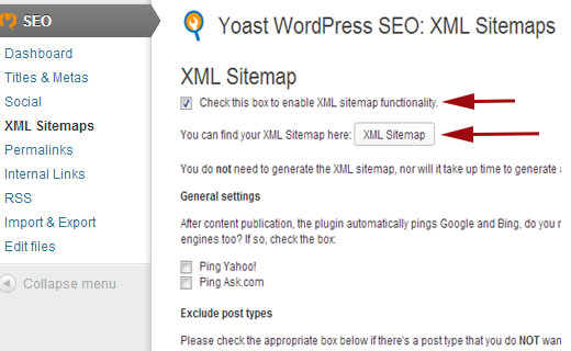 Для этого перейдите в раздел «SEO» XML Sitemaps и установите флажок, чтобы включить функциональность XML Sitemap